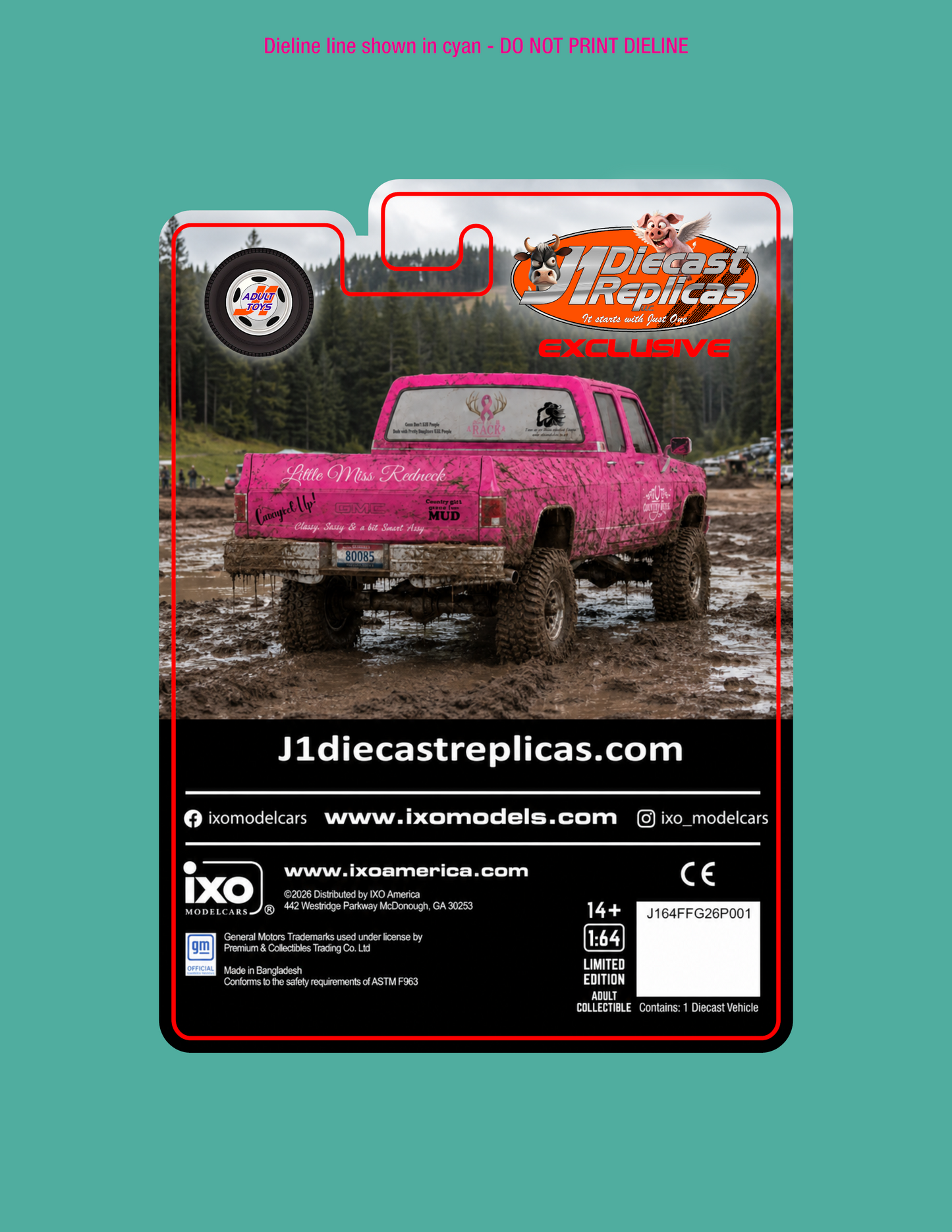 1:64 Diecast GMC Crew Cab 4x4 - Girls