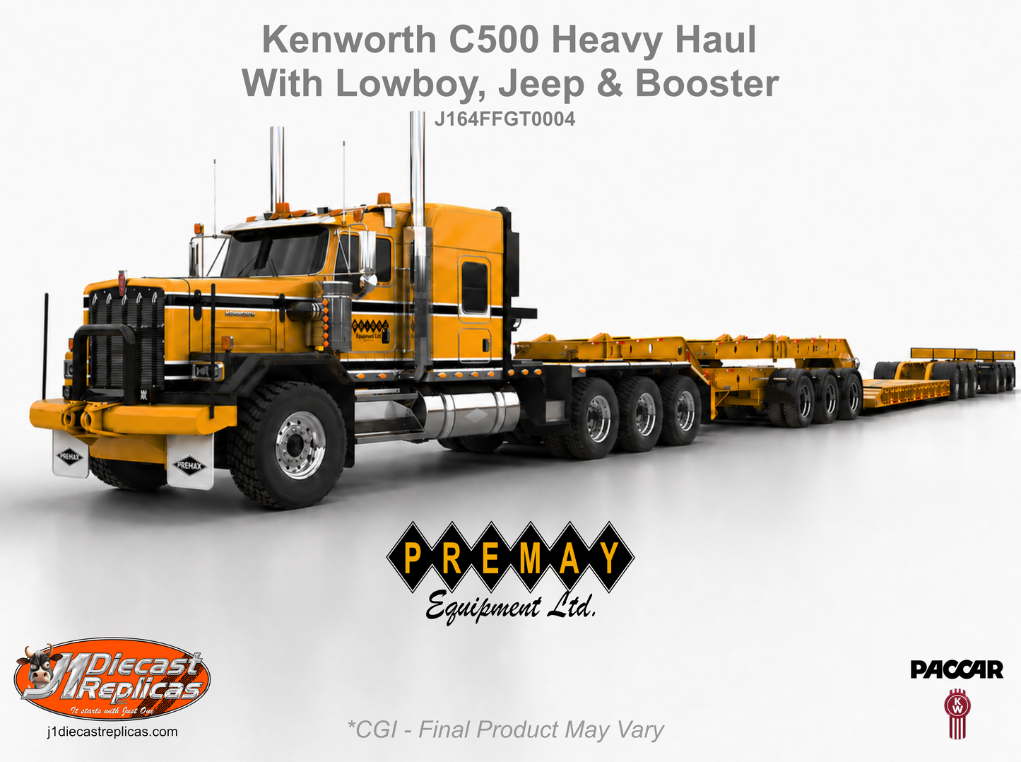 1:64 Kenworth C500 with 3x3x3 Heavy Lowboy - Premay