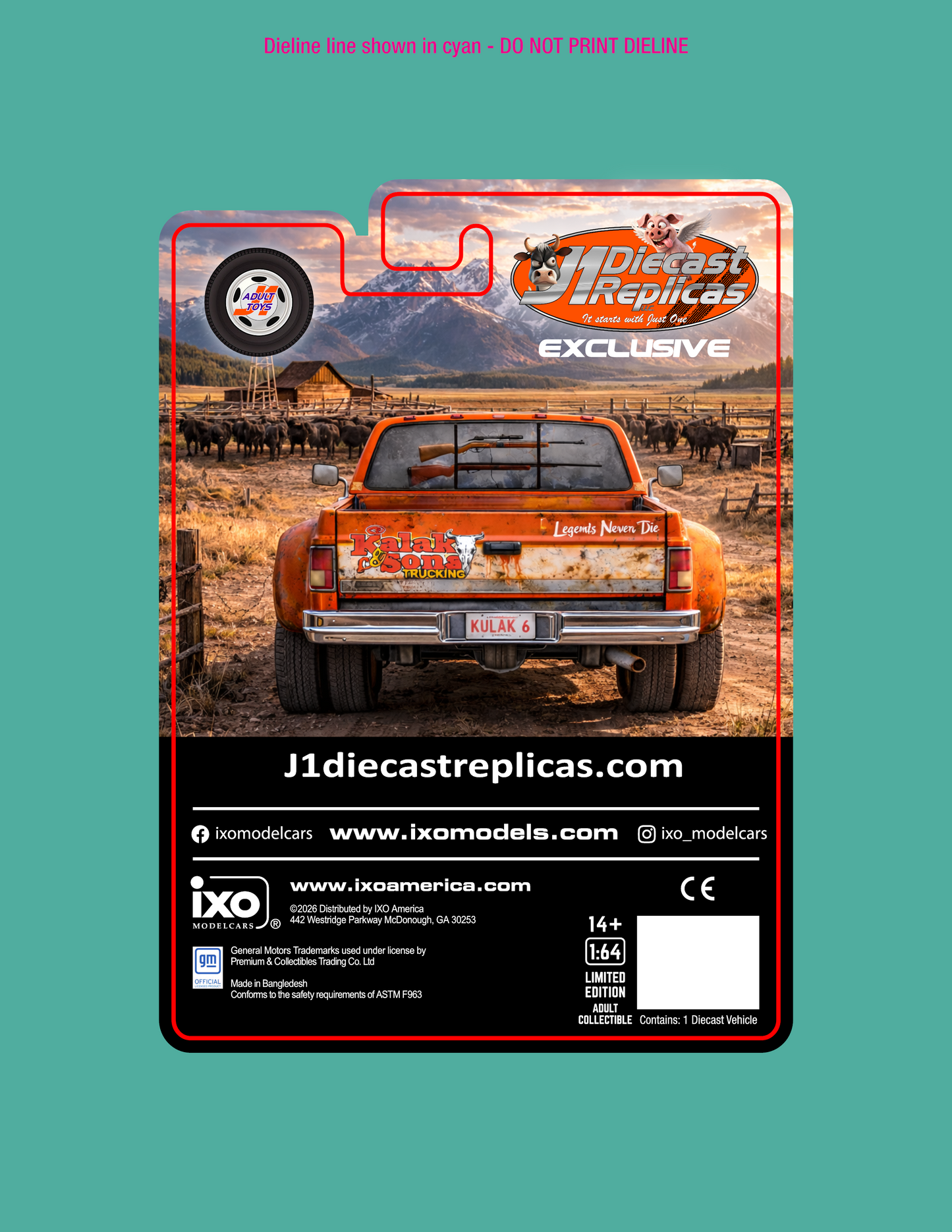 1:64 Diecast GMC Crew Cab Dually - Kulak & Sons 6