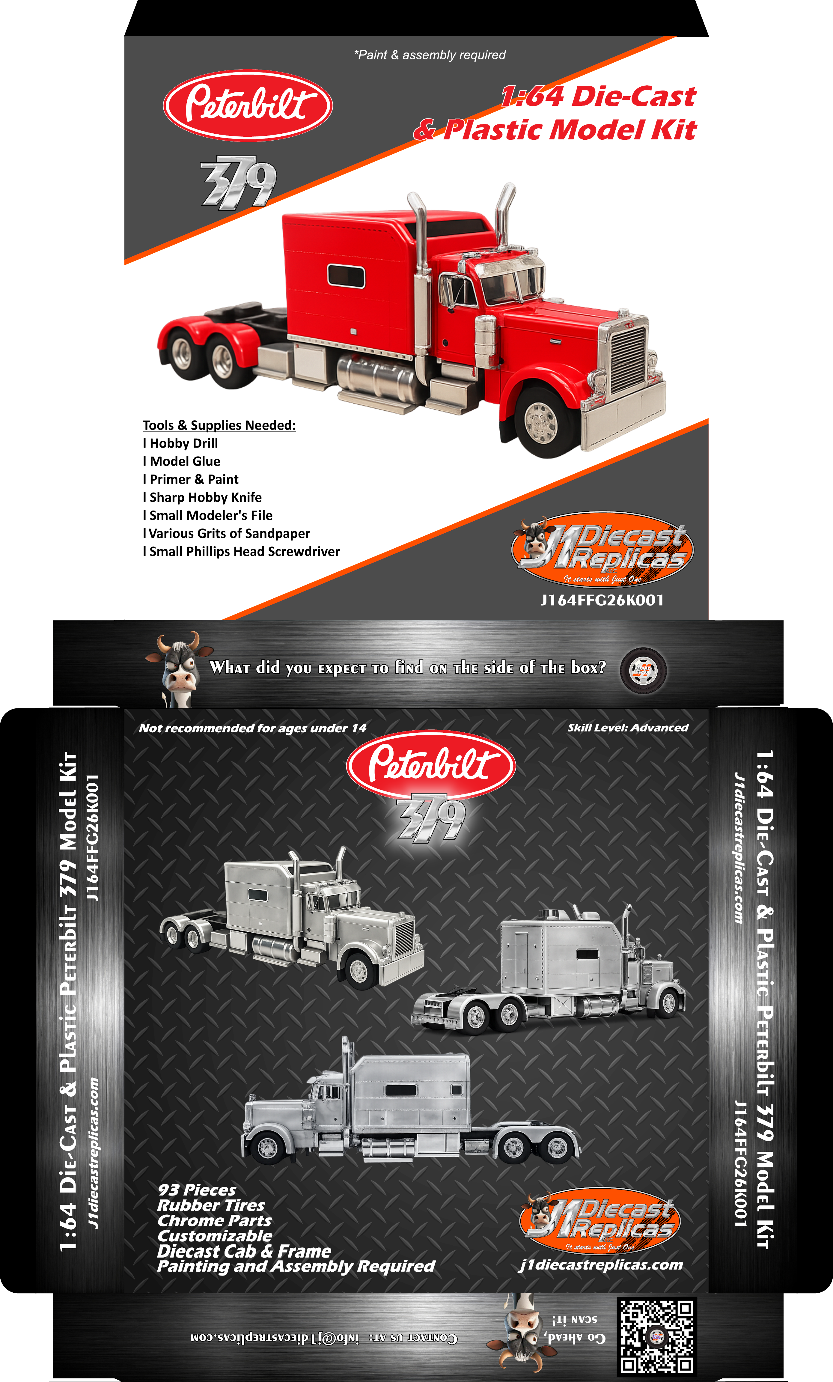 1:64 Diecast Peterbilt 379 Big Bunk Model Kit – J1 Diecast Replicas