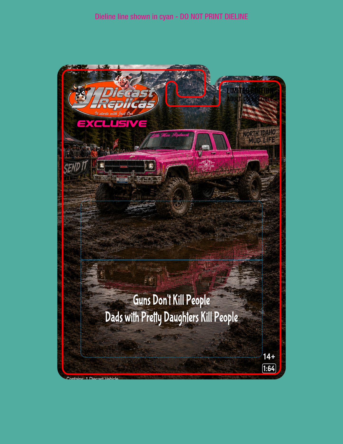 1:64 Diecast GMC Crew Cab 4x4 - Girls