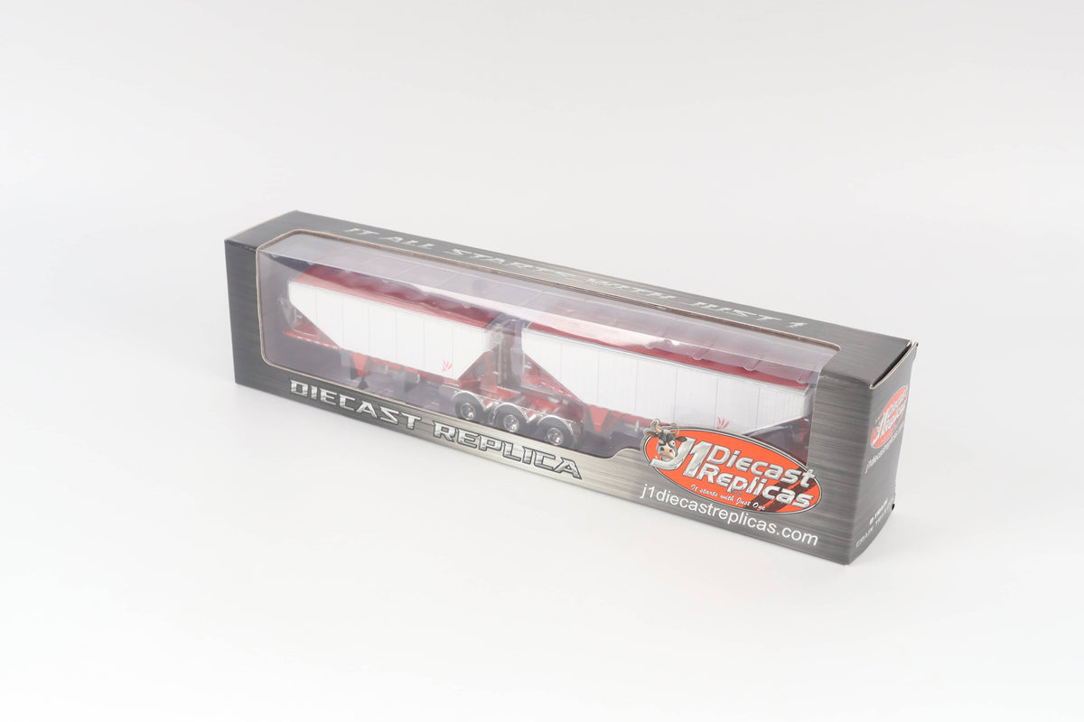 B-Train Grain Trailers - White with Red Frame