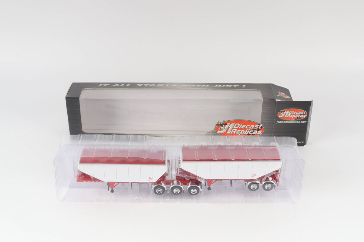 B-Train Grain Trailers - White with Red Frame