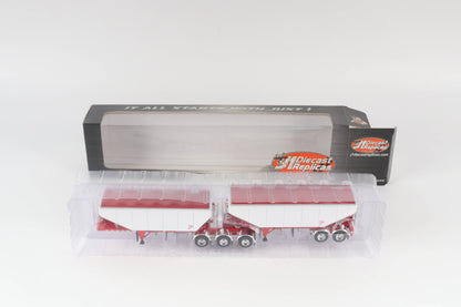 B-Train Grain Trailers - White with Red Frame