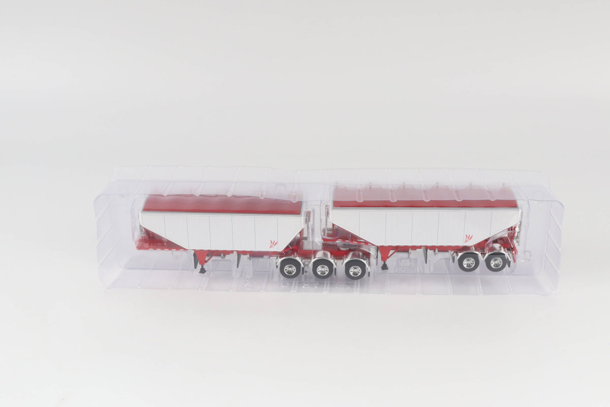 B-Train Grain Trailers - White with Red Frame