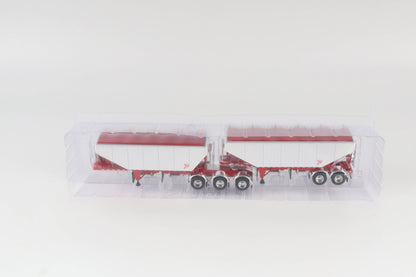 B-Train Grain Trailers - White with Red Frame