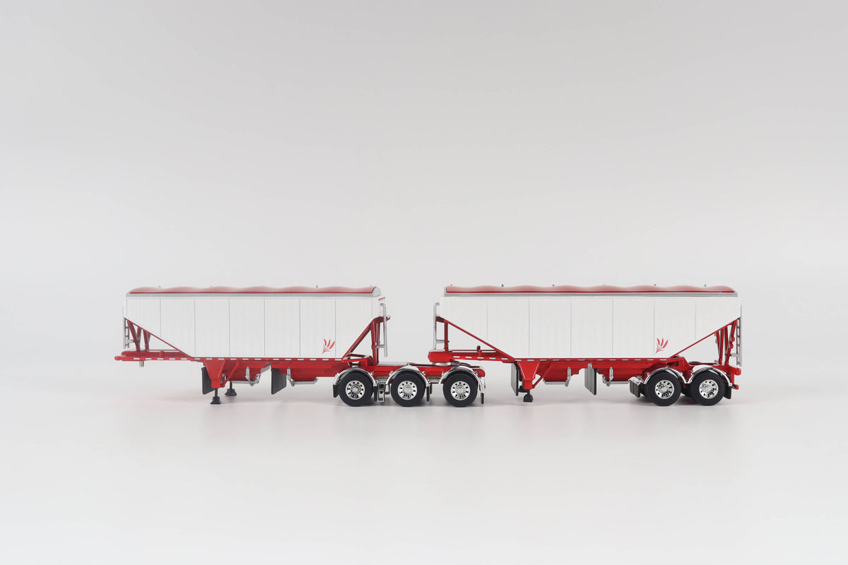 B-Train Grain Trailers - White with Red Frame