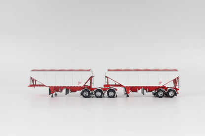 B-Train Grain Trailers - White with Red Frame