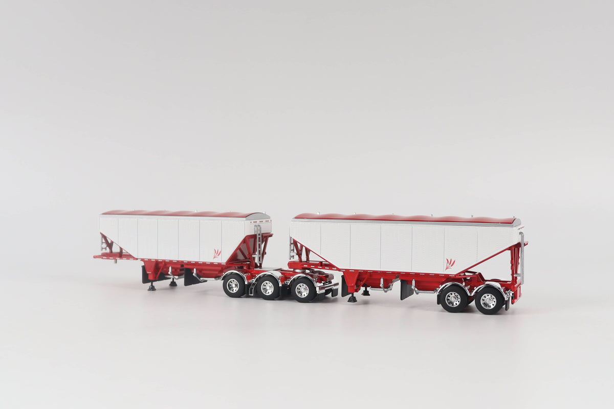 B-Train Grain Trailers - White with Red Frame