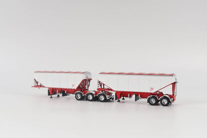 B-Train Grain Trailers - White with Red Frame