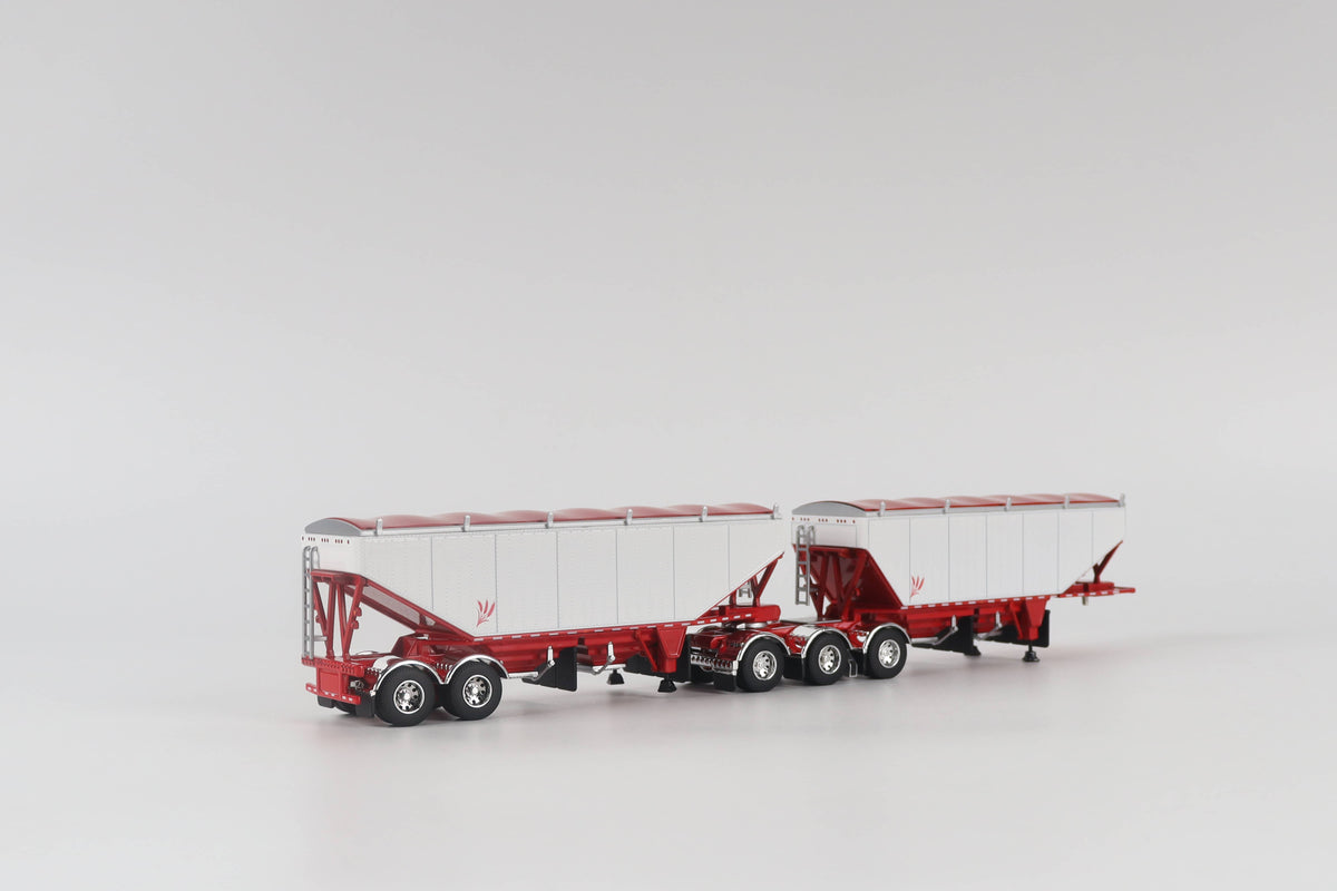 B-Train Grain Trailers - White with Red Frame