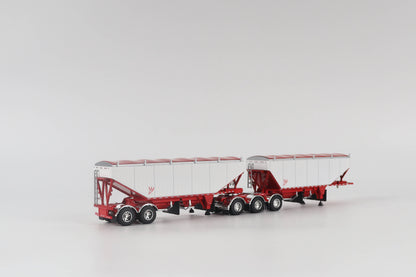 B-Train Grain Trailers - White with Red Frame