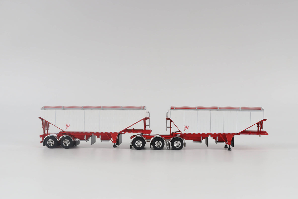 B-Train Grain Trailers - White with Red Frame