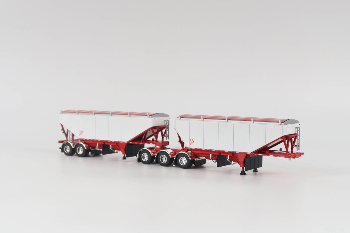B-Train Grain Trailers - White with Red Frame