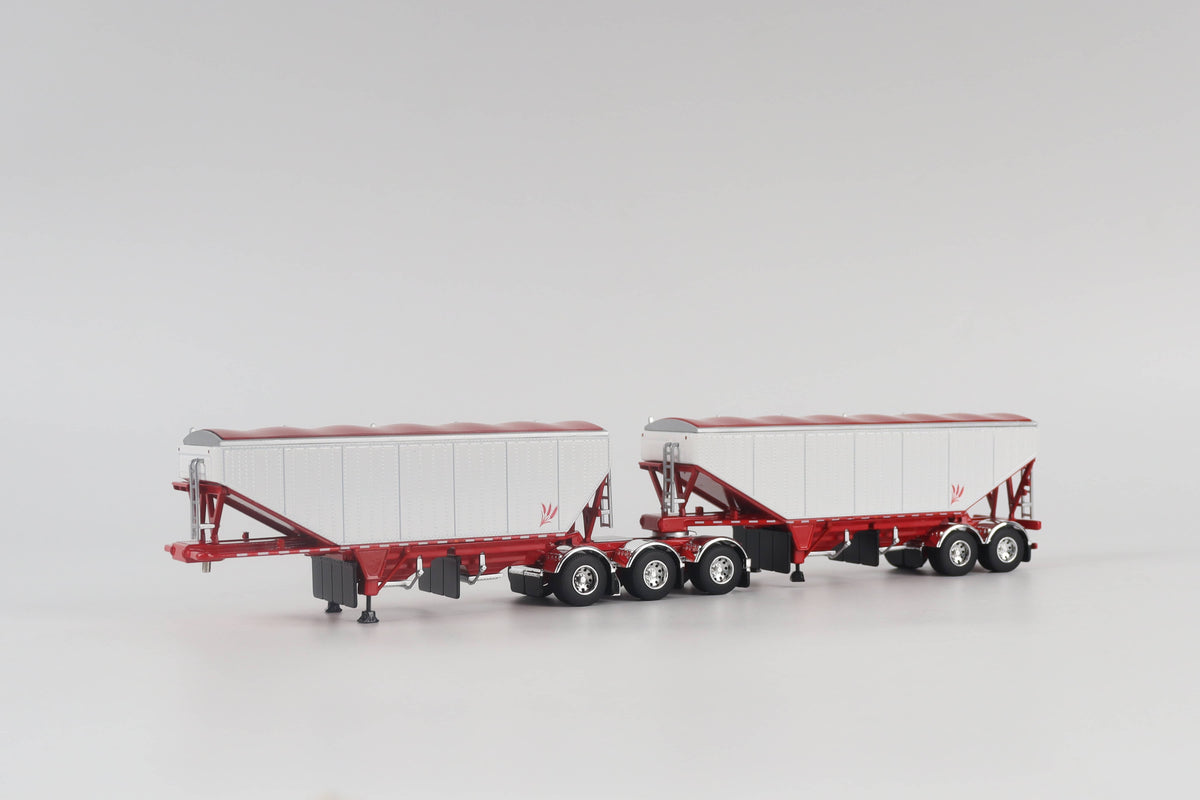 B-Train Grain Trailers - White with Red Frame