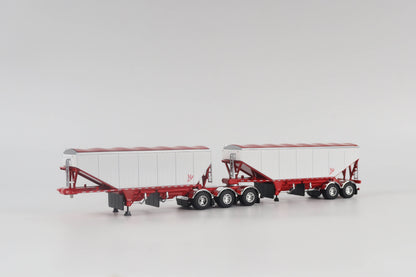 B-Train Grain Trailers - White with Red Frame
