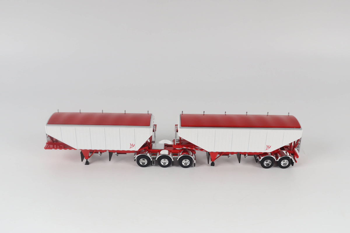 B-Train Grain Trailers - White with Red Frame