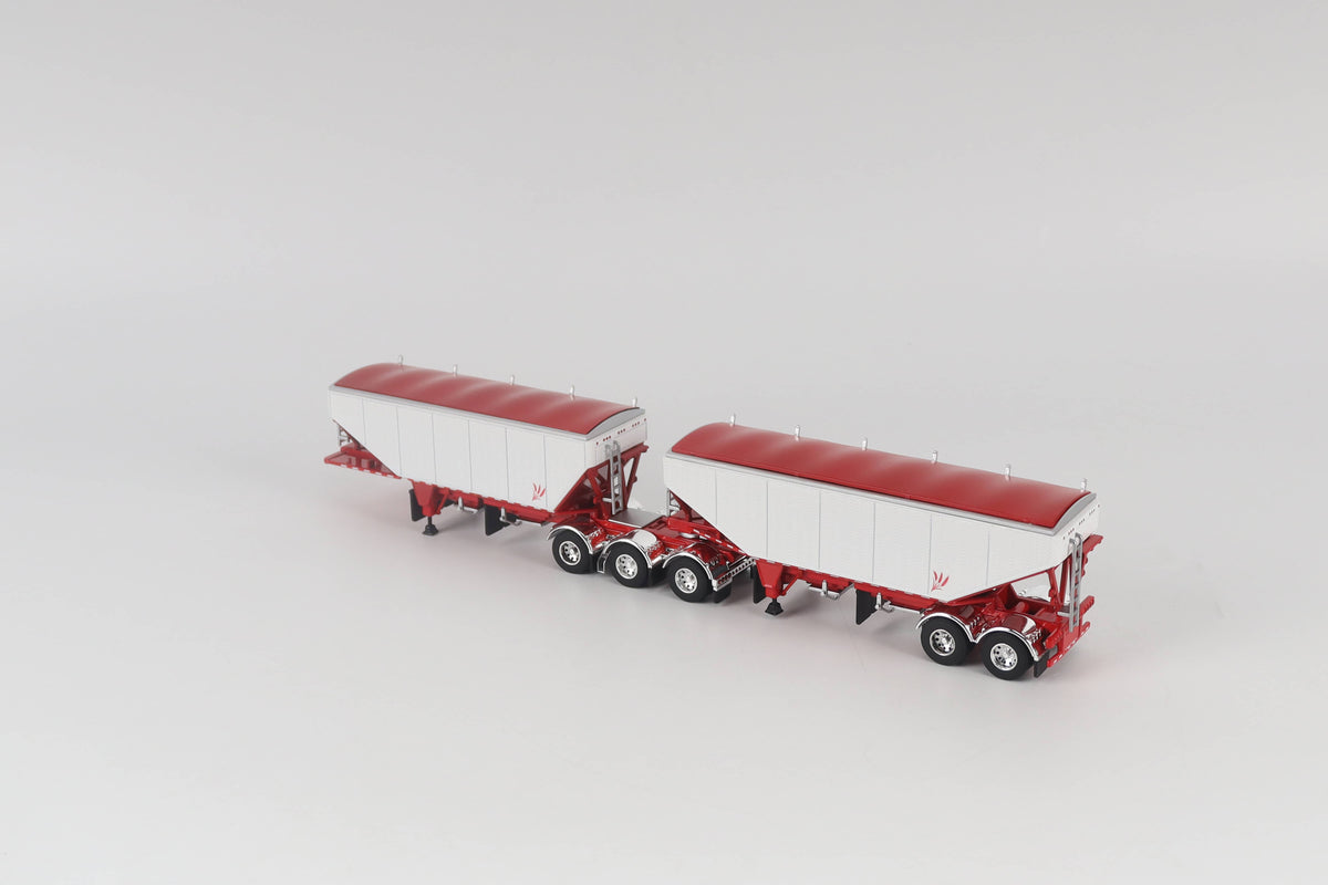 B-Train Grain Trailers - White with Red Frame