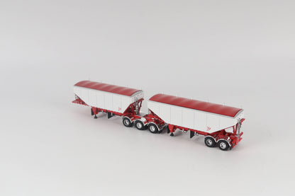 B-Train Grain Trailers - White with Red Frame