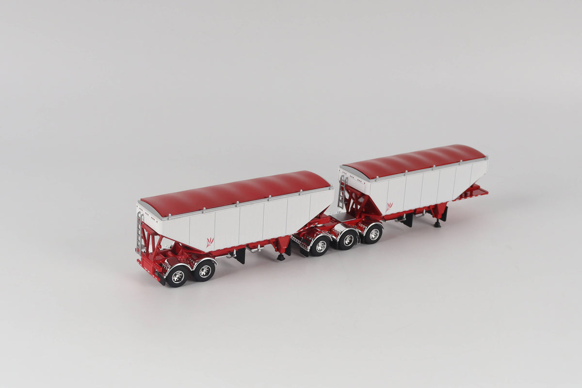 B-Train Grain Trailers - White with Red Frame