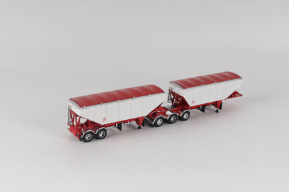 B-Train Grain Trailers - White with Red Frame