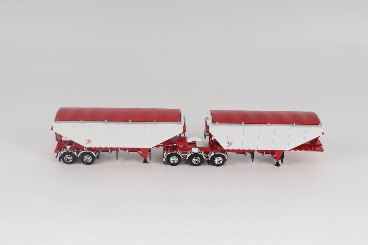 B-Train Grain Trailers - White with Red Frame