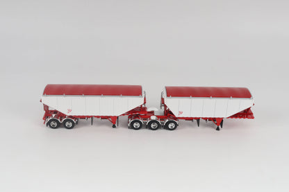 B-Train Grain Trailers - White with Red Frame