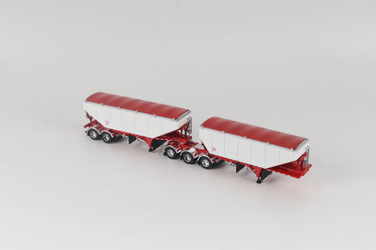 B-Train Grain Trailers - White with Red Frame