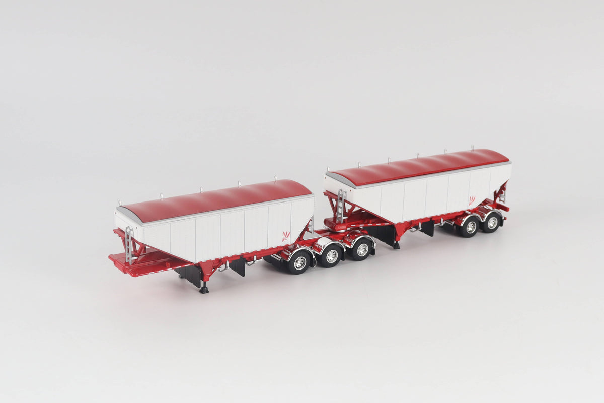 B-Train Grain Trailers - White with Red Frame