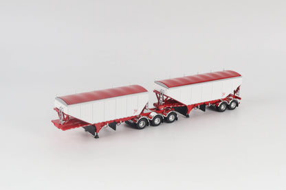 B-Train Grain Trailers - White with Red Frame