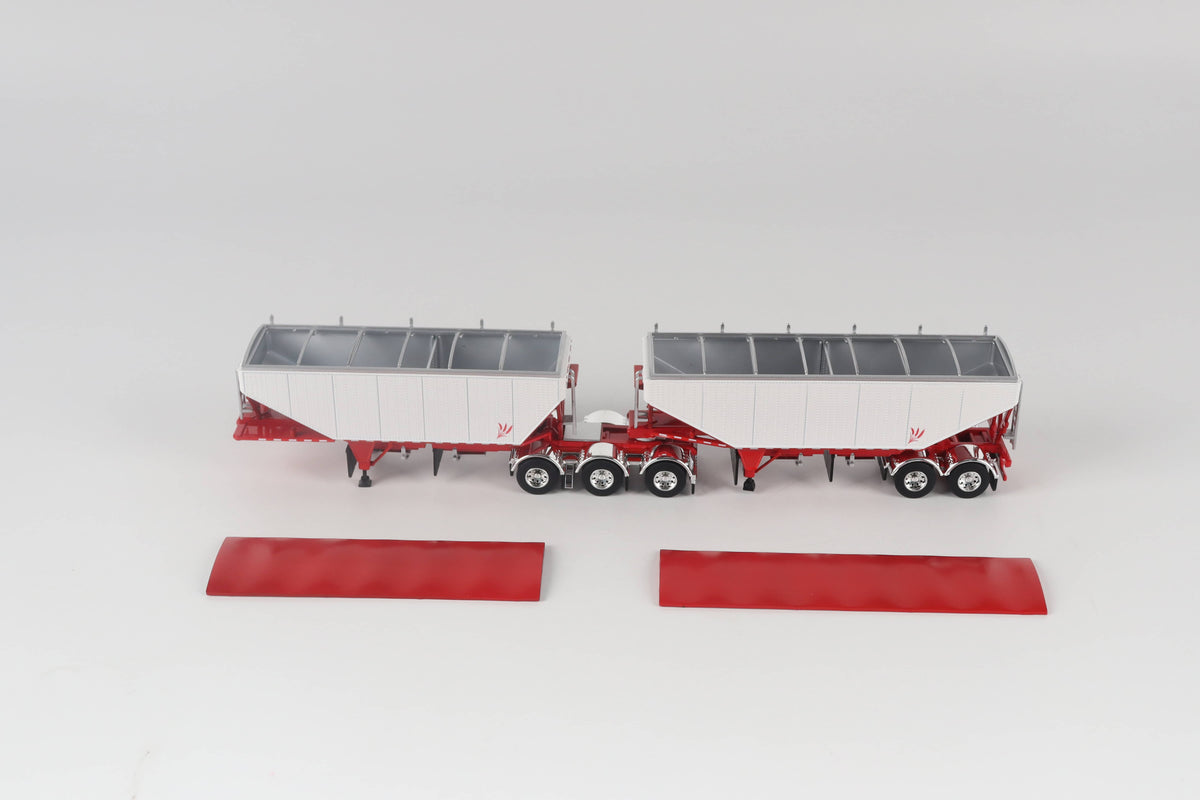 B-Train Grain Trailers - White with Red Frame