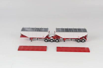 B-Train Grain Trailers - White with Red Frame