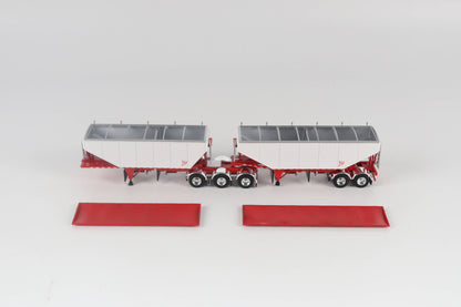 B-Train Grain Trailers - White with Red Frame