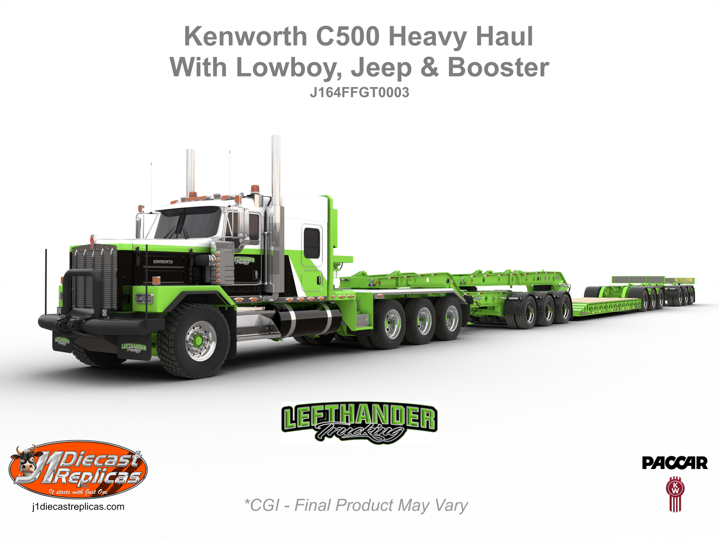 1:64 Kenworth C500 with 3x3x3 Heavy Lowboy - Lefthander Trucking